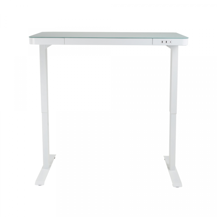 Стеклянный стол с электроприводом LA-T33-E4A (белый), высота 70-120 см, размер столешницы 120*60 см