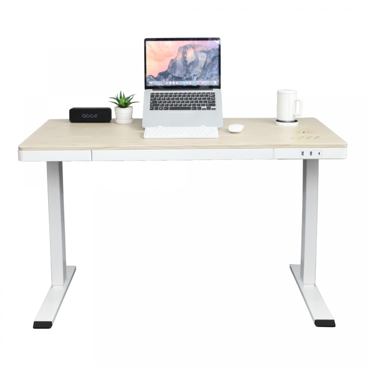 Стол с электроприводом LA-T33-E4A (МДФ белый дуб, белое), высота 70-120 см, столешница 120*60 см