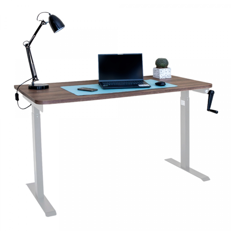 Стол с регулировкой высоты механический LuxAlto LA-T33-M1 серый/дуб коричневый ЛДСП 140*70*2.5