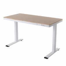 Стол с электроприводом LA-T33-E4A (МДФ молочный дуб, белое), высота 70-120 см, столешница 120*60 см