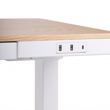 Стол с электроприводом LA-T33-E4A (МДФ молочный дуб, белое), высота 70-120 см, столешница 120*60 см