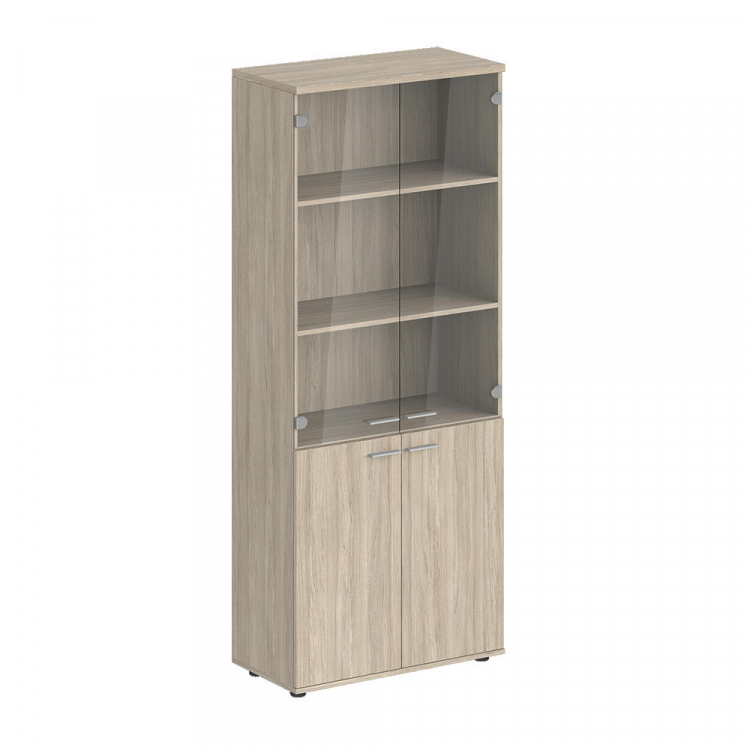 Шкаф высокий 800х400х1955, 4-х дв., со стеклом, з.ст ЛДСП