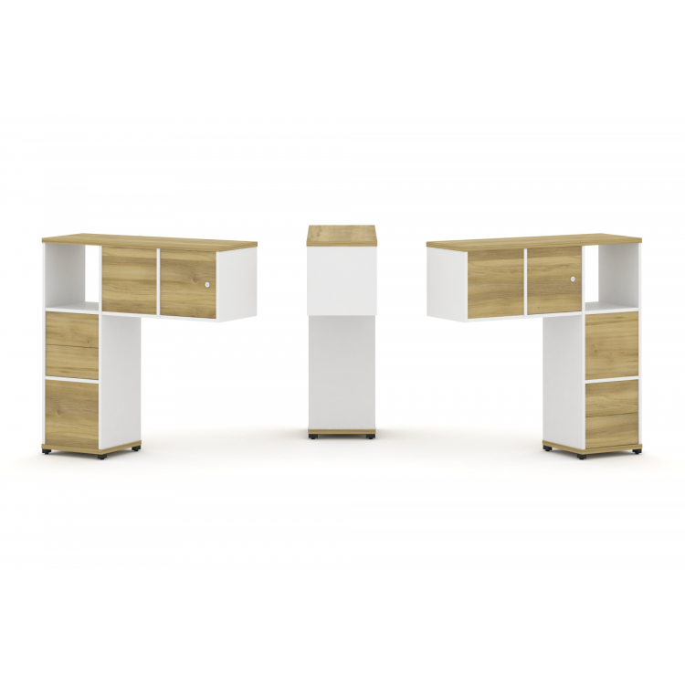 Concept Надставка низкая CN.DNN-004 Дуб Винченцо/Белый Бриллиант/Металл Черный 1099*365*1130