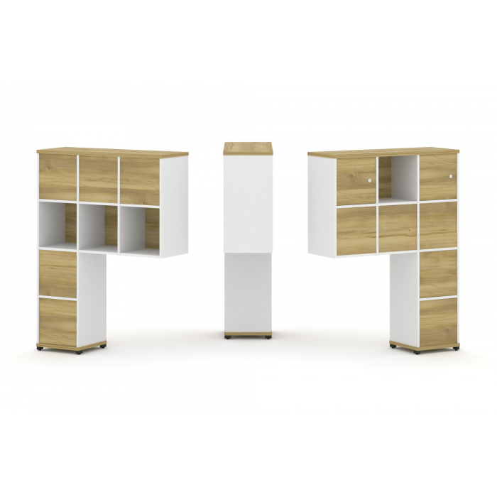 Concept Надставка высокая CN.DNV-007 Дуб Винченцо/Белый Бриллиант/Металл Черный 1099*350*1486