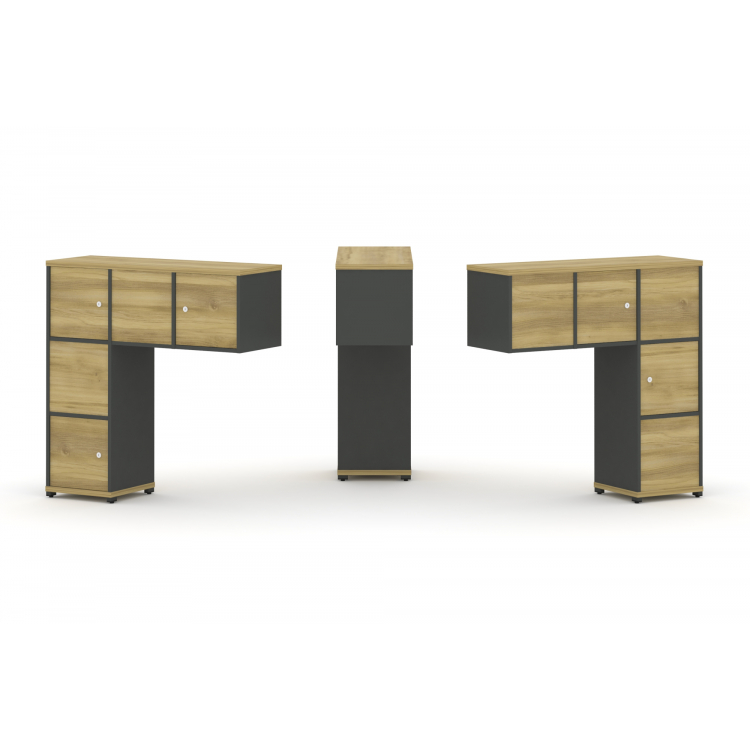 Concept Надставка низкая CN.DNN-007 Дуб Винченцо/Антрацит/Металл Антрацит 1099*365*1130