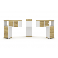 Concept Надставка низкая CN.DNN-004 Дуб Винченцо/Белый Бриллиант/Металл Белый 1099*365*1130