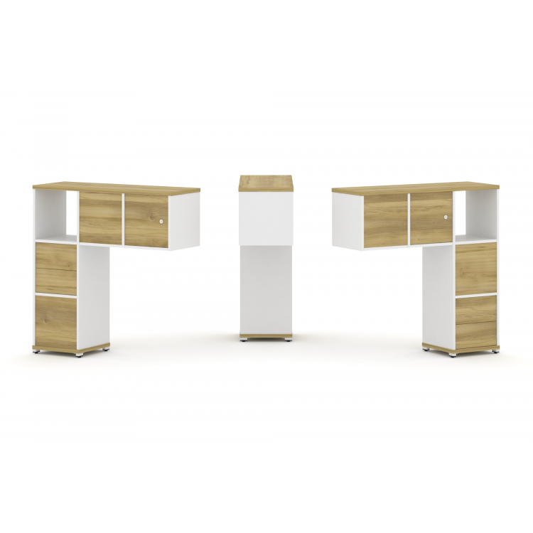 Concept Надставка низкая CN.DNN-004 Дуб Винченцо/Белый Бриллиант/Металл Белый 1099*365*1130