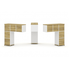 Concept Надставка низкая CN.DNN-007 Дуб Винченцо/Белый Бриллиант/Металл Белый 1099*365*1130