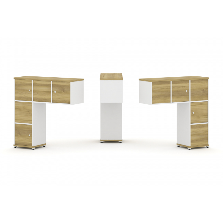 Concept Надставка низкая CN.DNN-007 Дуб Винченцо/Белый Бриллиант/Металл Белый 1099*365*1130