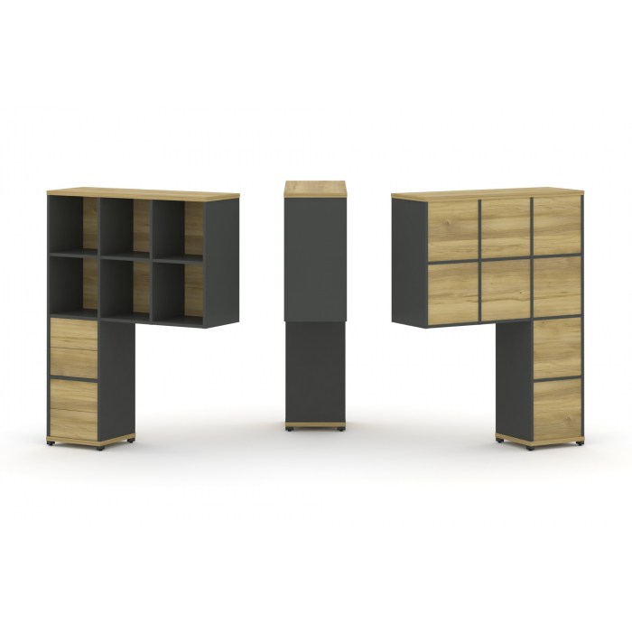 Concept Надставка высокая CN.ONV-005 Дуб Винченцо/Антрацит/Металл Антрацит 1099*350*1486