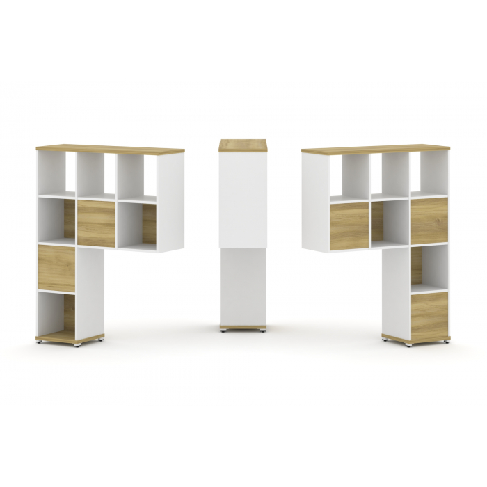 Концепт Надставка высокая CN.DNV-003 Дуб Винченцо/Белый Бриллиант/Металл Белый 1099*365*1486