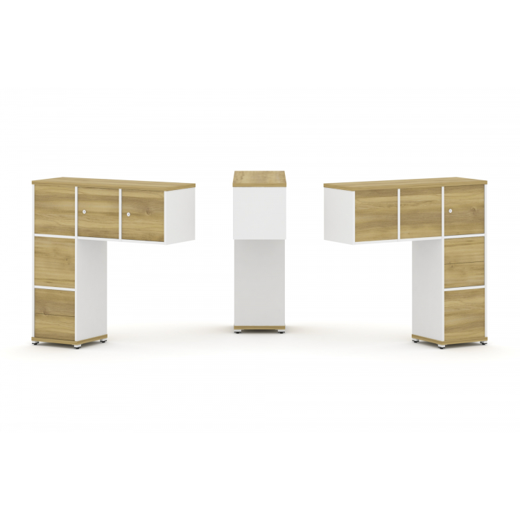 Concept Надставка низкая CN.DNN-005 Дуб Винченцо/Белый Бриллиант/Металл Белый 1099*365*1130