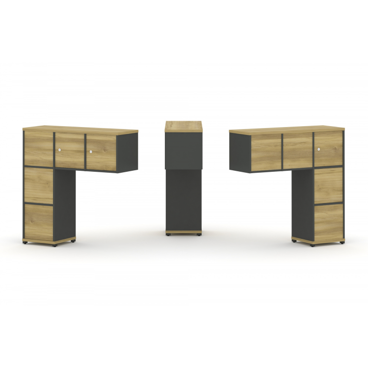 Concept Надставка низкая CN.DNN-006 Дуб Винченцо/Антрацит/Металл Антрацит 1099*365*1130