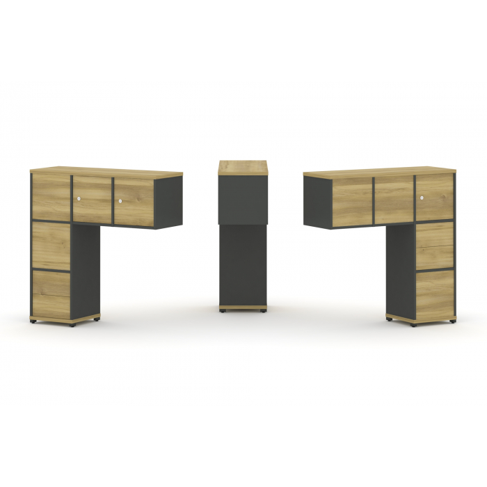 Concept Надставка низкая CN.DNN-005 Дуб Винченцо/Антрацит/Металл Антрацит 1099*365*1130