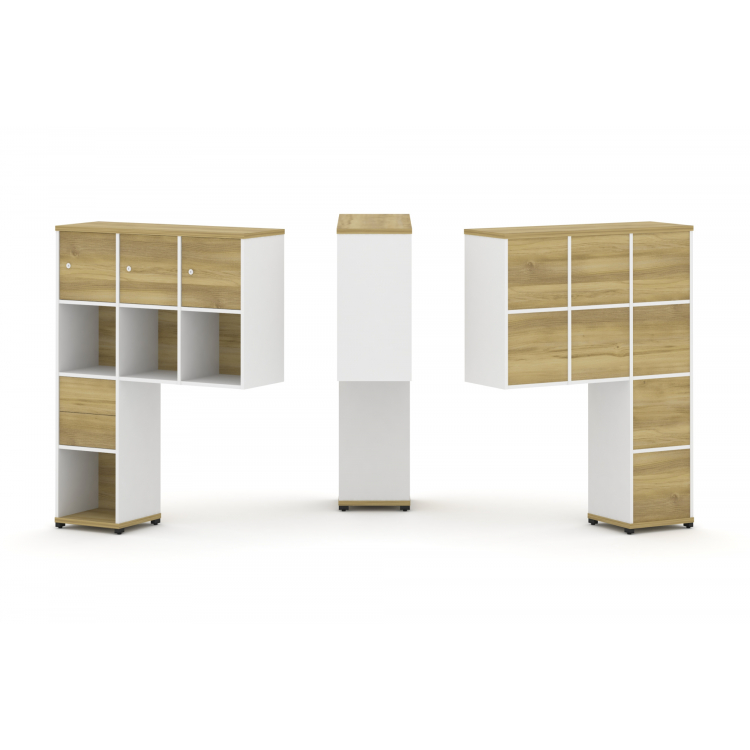 Concept Надставка высокая CN.ONV-004 Дуб Винченцо/Белый Бриллиант/Металл Черный 1099*350*1486