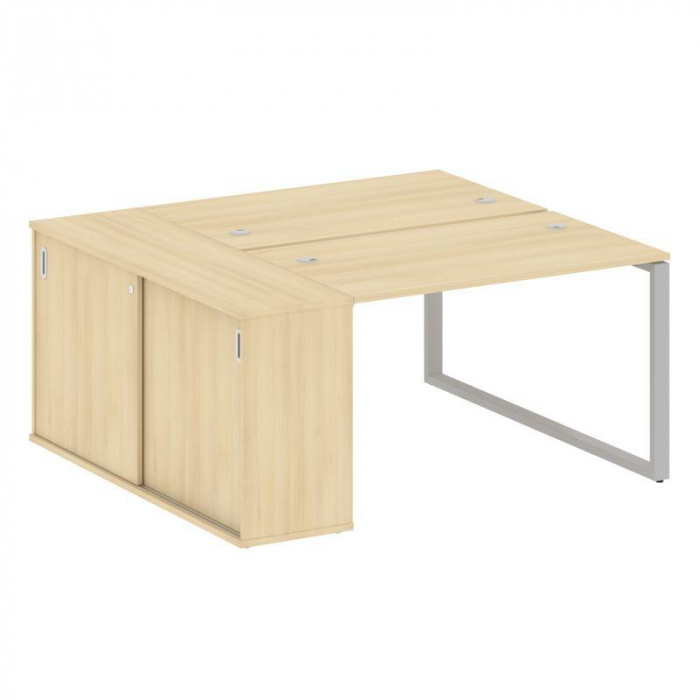 Метал Систем Рабочая станция с шкафом-купе на О-образном м/к БО.РС-СШК-1.2 Т Акация Лорка/Металл Сер