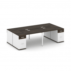 Concept Рабочая станция 4 места с 2 опорными тумбами CN.DRS-429 W Дуб Мали/Белый Бриллиант/Металл Бе