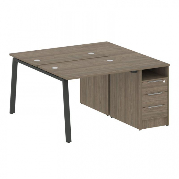 Metal System Рабочая станция с тумбой на А-образном м/к БА.РС-СТП-2.1 Вяз Благородный/Металл Антраци