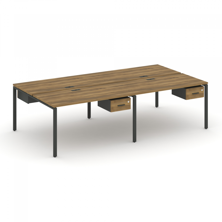 Concept Рабочая станция двухсторонняя с подвесными тумбами на 4 места CN.DRS-129 A Сандал Янтарный/А