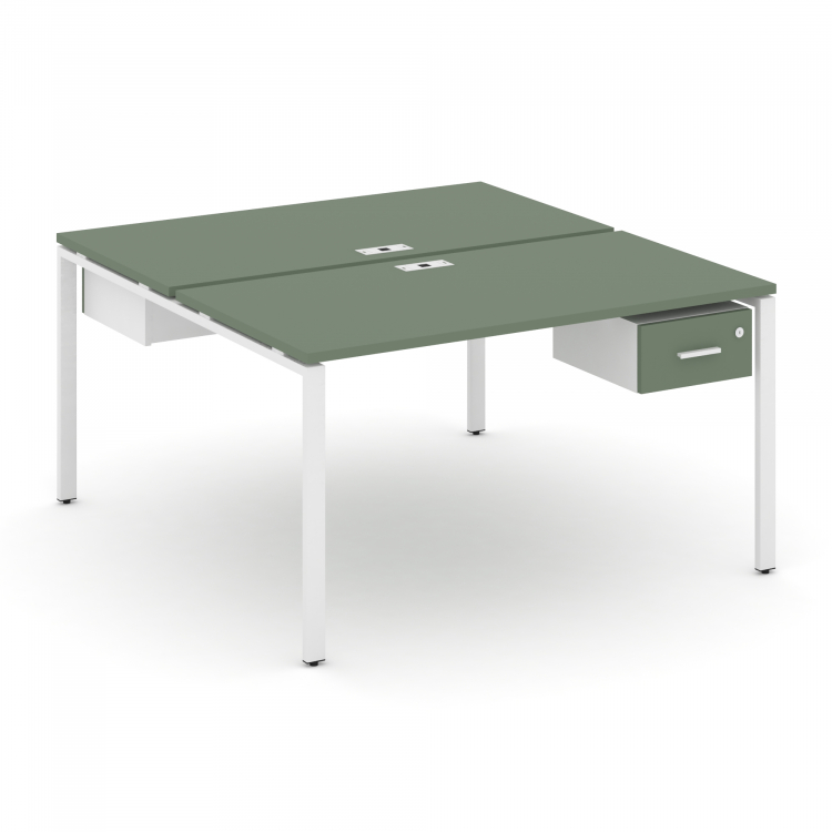 Concept Рабочая станция 2 сторонняя с подвесными тумбами на 2 места CN.DRS-112 W Кобо/Белый Бриллиан