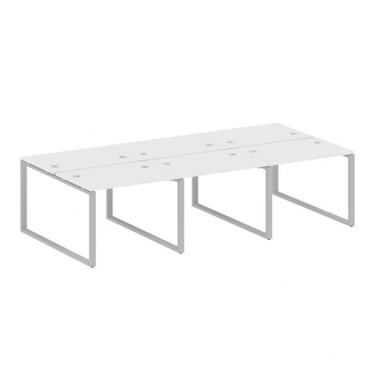 Metal System Рабочая станция на 6 мест на О-образном м/к БО.СМ-6.1 Белый/Металл Серый 3000*1475*750