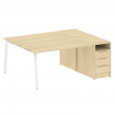 Metal System Рабочая станция с тумбой на А-образном м/к БА.РС-СТП-2.3 Акация Лорка/Металл Белый 1812