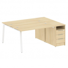 Metal System Рабочая станция с тумбой на А-образном м/к БА.РС-СТП-2.3 Акация Лорка/Металл Белый 1812