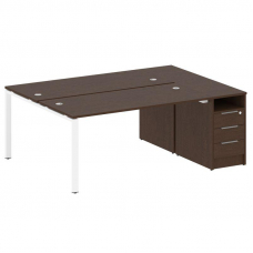 Metal System Рабочая станция с тумбой на П-образном м/к БП.РС-СТП-2.4 Венге Цаво/Металл Белый 2012*1
