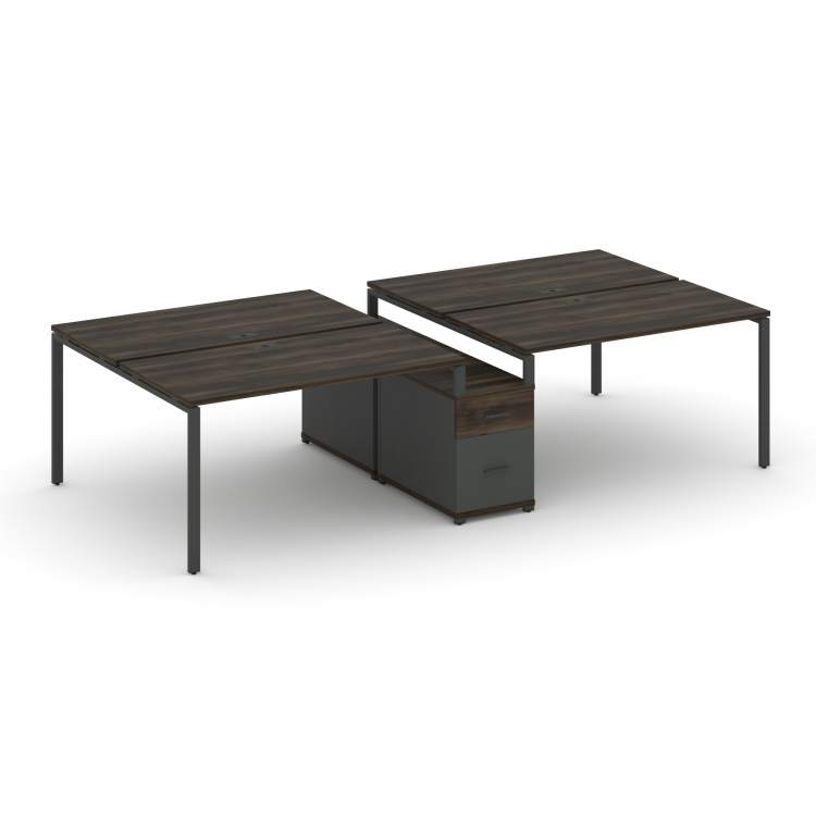 Concept Рабочая станция 4 места с двухсторонней опорной тумбой CN.DRS-315 A Дуб Мали/Антрацит/Металл