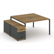 Concept Рабочая станция 2 места с двухсторонней опорной тумбой CN.DRS-303 A Сандал Янтарный/Антрацит