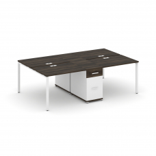 Concept Рабочая станция 4 места с 1 опорной тумбой CN.DRS-421 W Дуб Мали/Белый Бриллиант/Металл Белы