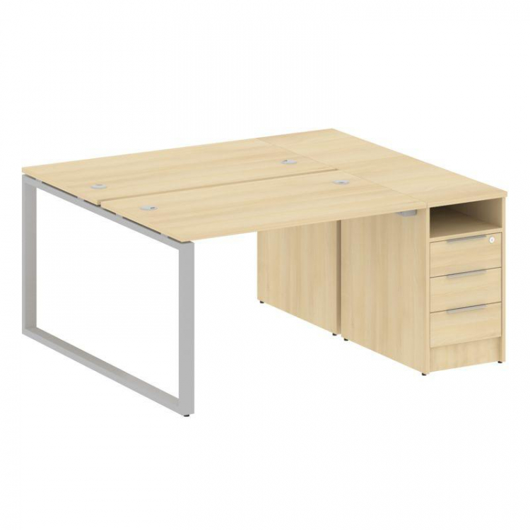 Metal System Рабочая станция с тумбой на О-образном м/к БО.РС-СТП-2.2 Акация Лорка/Металл Серый 1612