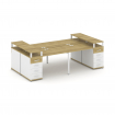 Concept Рабочая станция 4 места с 2 опорными тумбами CN.DRS-441 W Дуб Винченцо/Белый Бриллиант/Метал