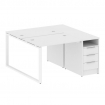Metal System Рабочая станция с тумбой на О-образном м/к БО.РС-СТП-2.1 Белый/Металл Белый 1412*1475*7