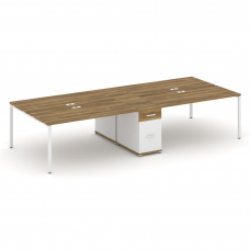 Concept Рабочая станция 4 места с 1 опорной тумбой CN.DRS-424 W Сандал Янтарный/Белый Бриллиант/Мета