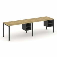 Concept Рабочая станция односторонняя с подвес. тумбами 2 места CN.ORS-105 Дуб Винченцо/Антрацит/Мет