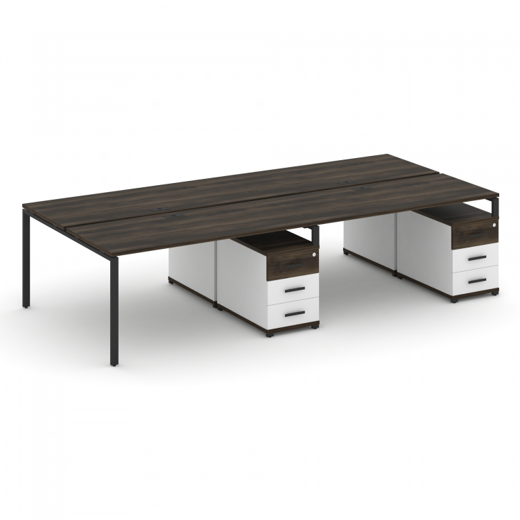 Concept Рабочая станция 4 места с 2 двухсторонними опорными тумбами CN.DRS-320 B Дуб Мали/Белый Брил