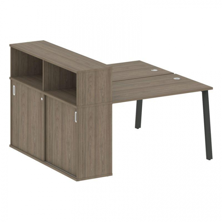 Metal System Рабочая станция с шкафом-купе на А-образном м/к БА.РС-СШК-2.2 Т Вяз Благородный/Металл