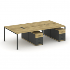 Concept Рабочая станция 4 места с 2 двухсторонними опорными тумбами CN.DRS-319 A Дуб Винченцо/Антрац