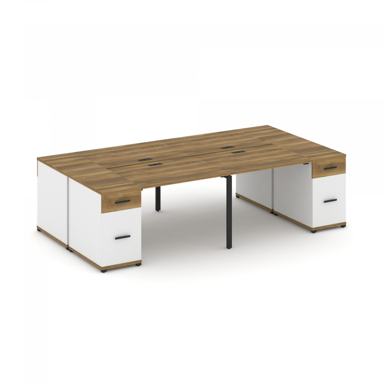 Concept Рабочая станция 4 места с 2 опорными тумбами CN.DRS-429 B Сандал Янтарный/Белый Бриллиант/Ме