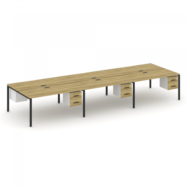 Concept Рабочая станция двухсторонняя с подвес. тумбами на 6 мест CN.DRS-156 B Дуб Винченцо/Белый Бр