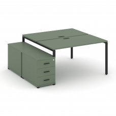 Concept Рабочая станция 2 места с двухсторонней опорной тумбой CN.DRS-304 B Кобо/Металл Черный 1580/