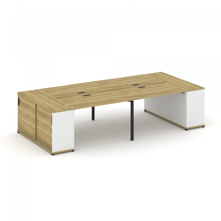 Concept Рабочая станция с опорными шкафами-купе CN.DRS-278 B Дуб Винченцо/Белый Бриллиант/Металл Чер