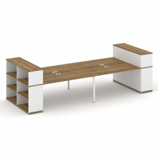 Concept Рабочая станция с опорными стеллажами с надставкой низ. CN.DRS-256 Сандал Янтарный/Белый Бри