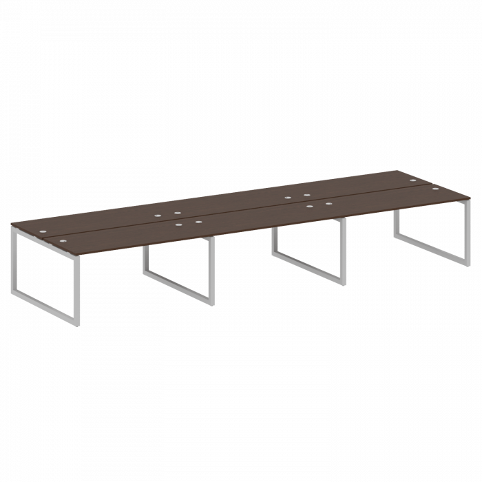 Metal System Quattro Рабочая станция на 6 раб. мест на О-образном м/к 50БО.СМ-6.4 Венге Цаво/Металл