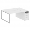 Metal System Рабочая станция с тумбой на О-образном м/к БО.РС-СТП-2.3 Белый/Металл Серый 1812*1475*7