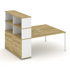 Concept Рабочая станция с опорным распаш. шкафом с надставкой выс. CN.DRS-232 W Дуб Винченцо/Белый Б