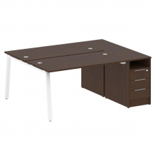 Metal System Рабочая станция с тумбой на А-образном м/к БА.РС-СТП-2.3 Венге Цаво/Металл Белый 1812*1