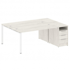 Metal System Рабочая станция с тумбой на П-образном м/к БП.РС-СТП-2.4 Дуб Наварра/Металл Белый 2012*