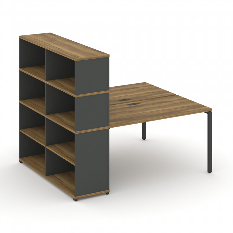 Concept Рабочая станция с опорным стеллажом с надставкой выс. CN.DRS-216 Сандал Янтарный/Антрацит/Ме